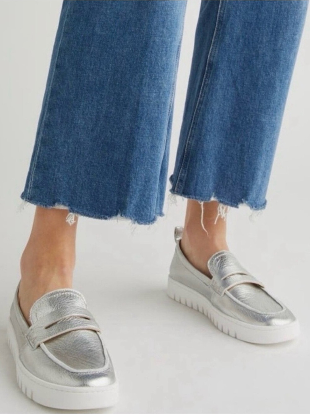 Vionic Metallic Silver Slip-On Loafers size 9